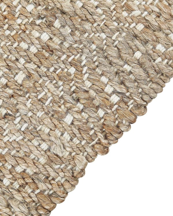 Område Tæppe Beige Jute 140 x 200 cm Rektangulært med Kvaster Geometrisk Mønster Håndvævet Boho Style Soveværelse Stue