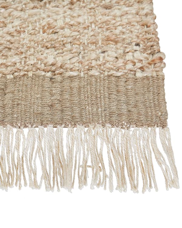 Område Tæppe Beige Jute 140 x 200 cm Rektangulært med Kvaster Geometrisk Mønster Håndvævet Boho Style Soveværelse Stue