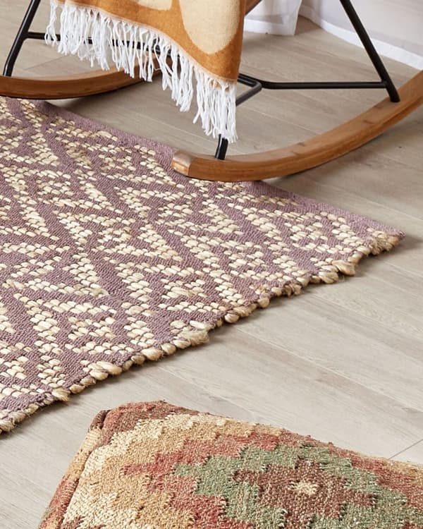 Tæppe Lyserød og Beige Bomuld Jute 80 x 150 cm Geometrisk Mønster Rustik Boho