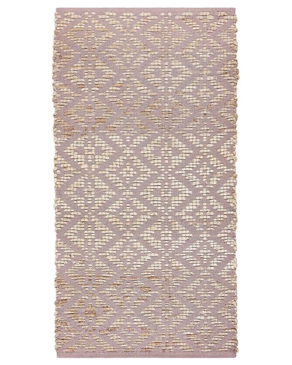 Tæppe Lyserød og Beige Bomuld Jute 80 x 150 cm Geometrisk Mønster Rustik Boho