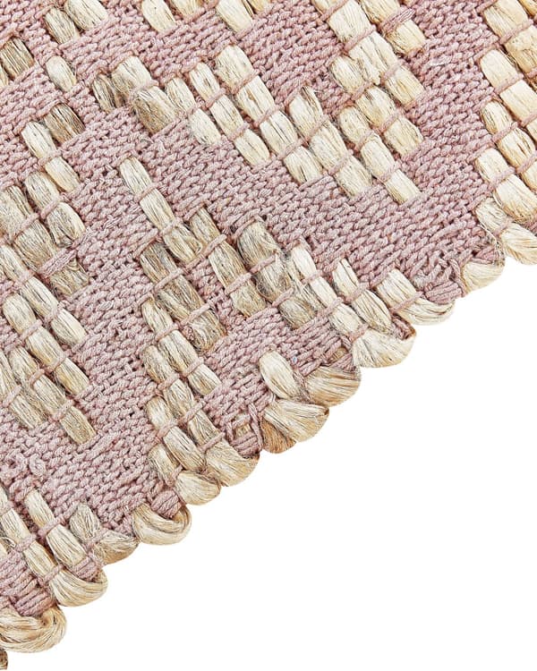 Tæppe Lyserød og Beige Bomuld Jute 80 x 150 cm Geometrisk Mønster Rustik Boho