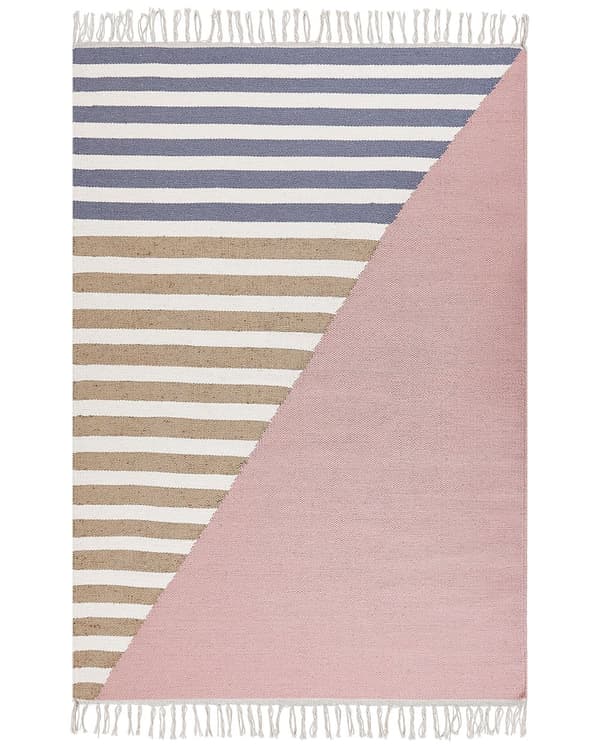 Område Tæppe Multifarvet Uld og Jute 140 x 200 cm Rektangulært Håndvævet med Kvaster Moderne Design