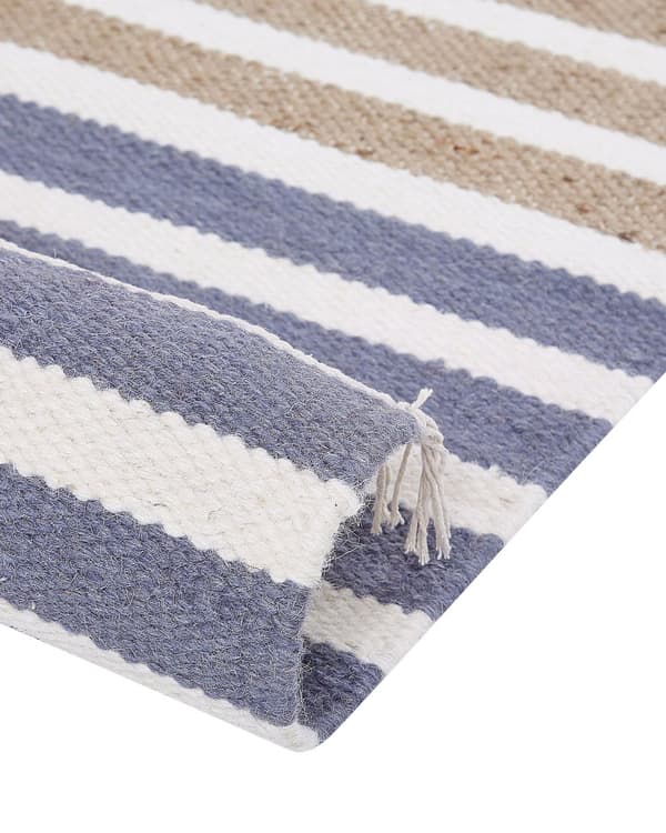 Område Tæppe Multifarvet Uld og Jute 140 x 200 cm Rektangulært Håndvævet med Kvaster Moderne Design