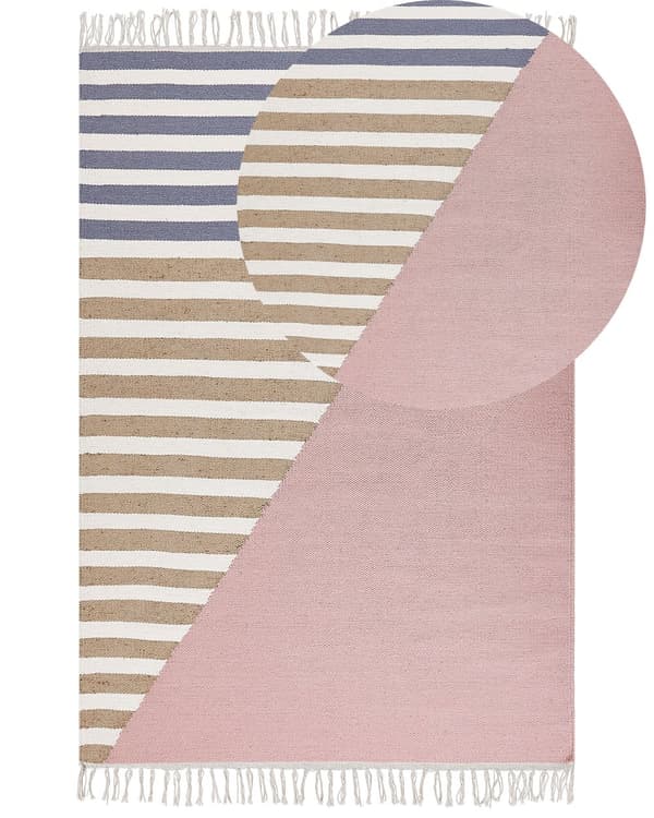 Område Tæppe Multifarvet Uld og Jute 140 x 200 cm Rektangulært Håndvævet med Kvaster Moderne Design