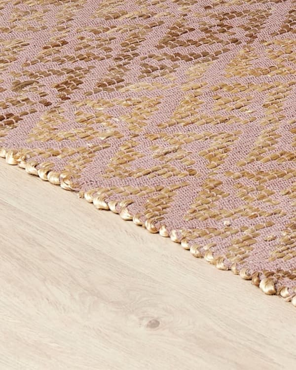Område Tæppe Lyserød og Beige Bomuld Jute 140 x 200 cm Geometrisk mønster Rustik Boho