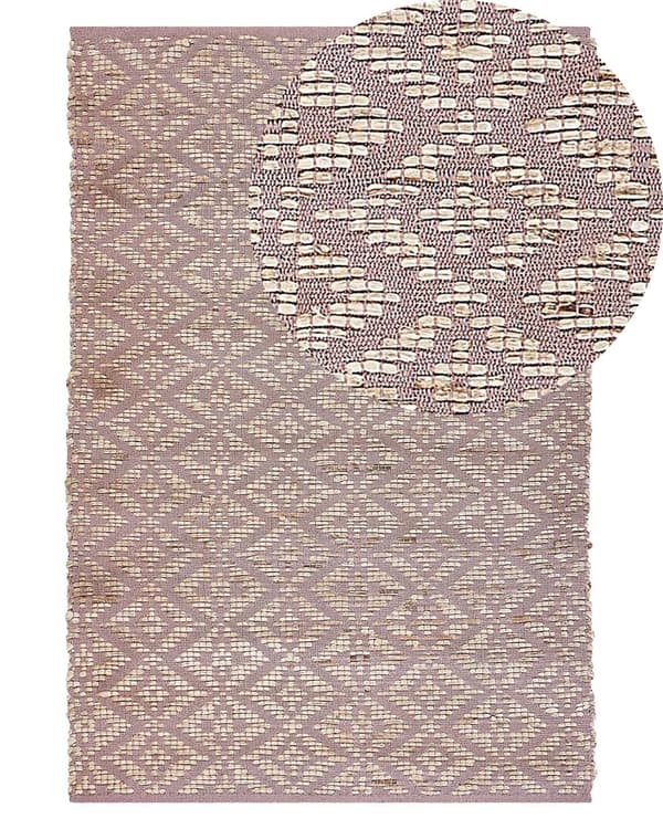 Område Tæppe Lyserød og Beige Bomuld Jute 140 x 200 cm Geometrisk mønster Rustik Boho