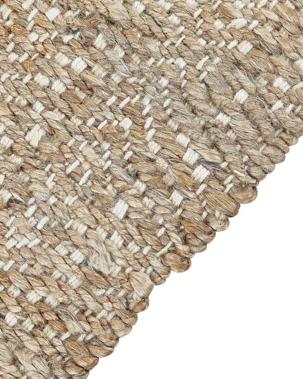 Område Tæppe Beige Jute 80 x 150 cm Rektangulært med Kvaster Geometrisk Mønster Håndvævet Boho Stil Soveværelse Stue