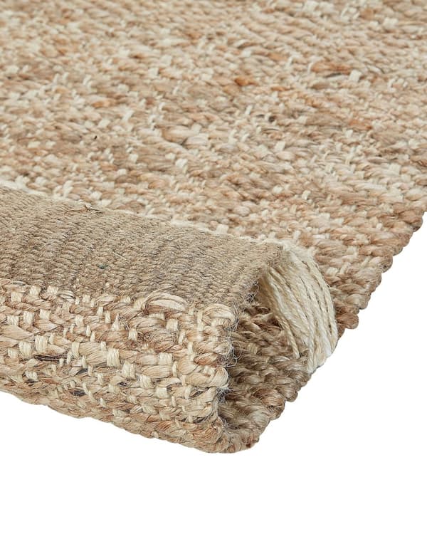 Område Tæppe Beige Jute 80 x 150 cm Rektangulært med Kvaster Geometrisk Mønster Håndvævet Boho Stil Soveværelse Stue