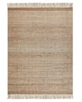 Miniatyrbilde 4 av 7: Teppe Beige Jute 140 x 200 cm Geometrisk mønster Frynser Håndvevd Boho Stue Soverom