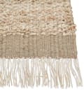 Miniatyrbilde 7 av 7: Teppe Beige Jute 140 x 200 cm Geometrisk mønster Frynser Håndvevd Boho Stue Soverom