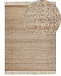 Miniatyrbillede 1 af 9: Område Tæppe Beige Jute 160 x 230 cm Rektangulært med Kvaster Geometrisk Mønster Håndvævet Boho Style Soveværelse Stue