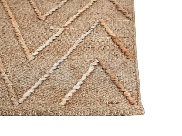 Teppe Beige Jute Bomull 140 x 200 cm Geometrisk mønster Håndvevd Boho Stue Soverom