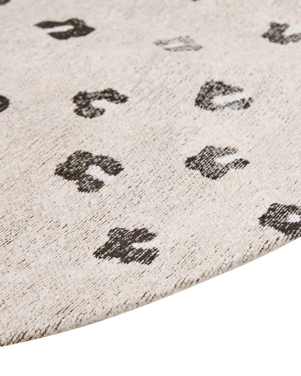 Matto vaalea beige puuvilla 140 cm pyöreä neliskulmainen eläinkuvio moderni tyyli