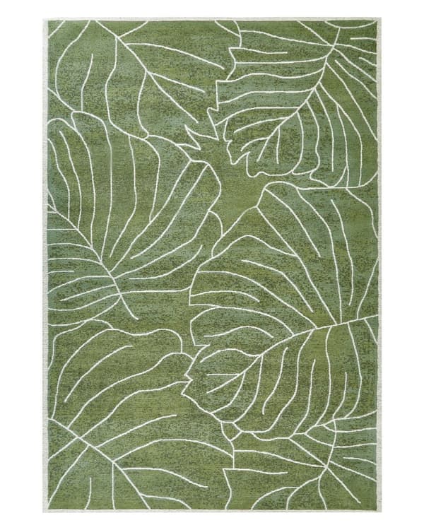 Matto vihreä puuvilla 140 x 200 cm peikonlehtikuvio boho moderni tyyli