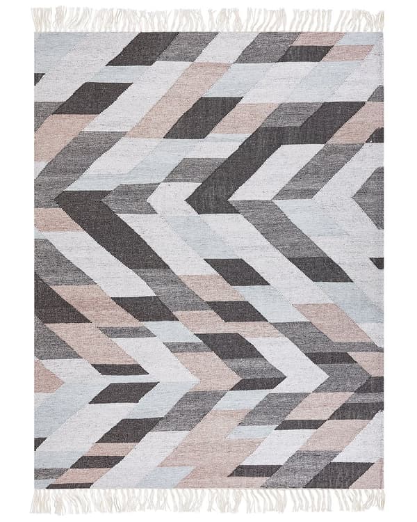 Matto monivärinen juutti 160 x 230 cm hapsuilla käsin kudottu boho-tyyli