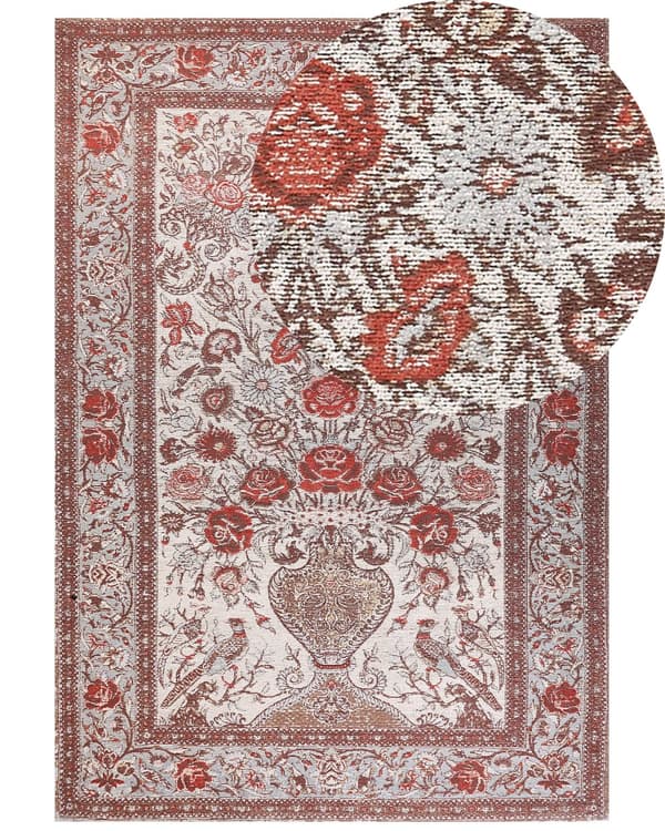 Matto monivärinen puuvilla polyesteri 160 x 230 cm kukkakuvio perinteinen vintage-tyyli