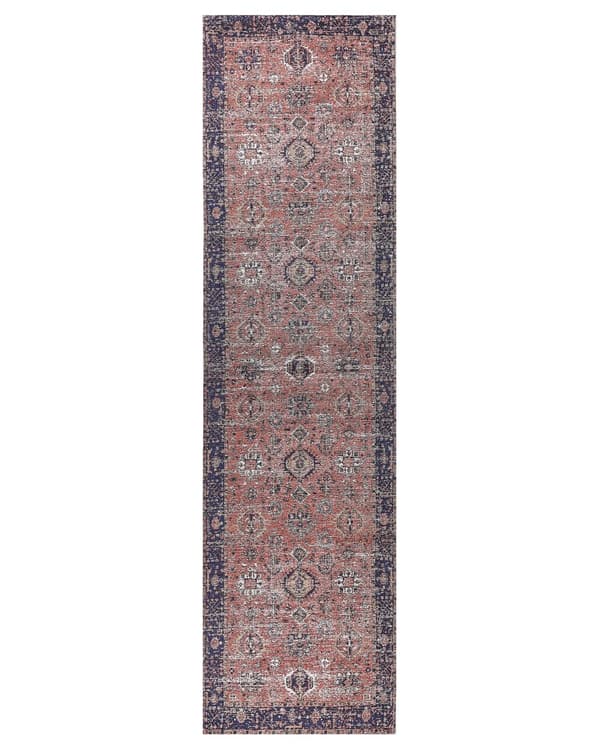 Matto punainen sininen 80 x 300 cm puuvilla polyesteri suorakulmio itämainen kuvio retro