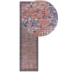 Pikkukuva 1 / 8: Matto punainen sininen 80 x 300 cm puuvilla polyesteri suorakulmio itämainen kuvio retro