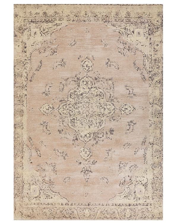Matto beige puuvilla polyesteri 200 x 300 cm orientaalinen kuvio vintage-tyyli