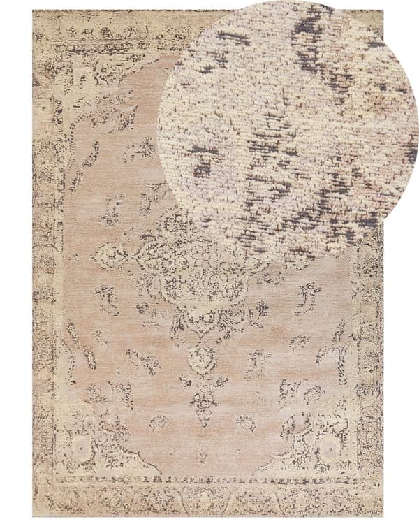 Matto beige puuvilla polyesteri 200 x 300 cm orientaalinen kuvio vintage-tyyli