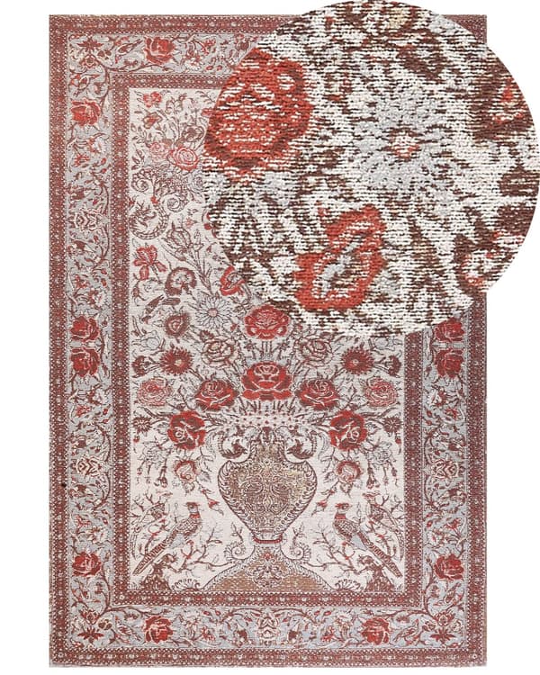 Matto monivärinen puuvilla polyesteri 200 x 300 cm kukkakuvio perinteinen vintage-tyyli