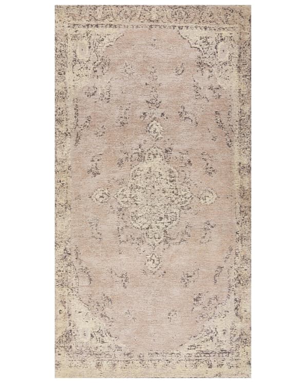 Matto beige puuvilla polyesteri 80 x 150 cm orientaalinen kuvio vintage-tyyli