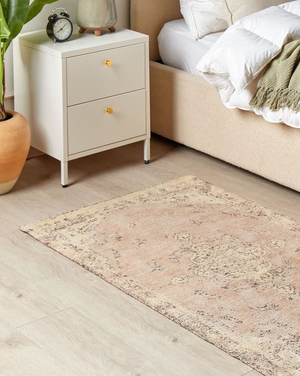 Matto beige puuvilla polyesteri 80 x 150 cm orientaalinen kuvio vintage-tyyli