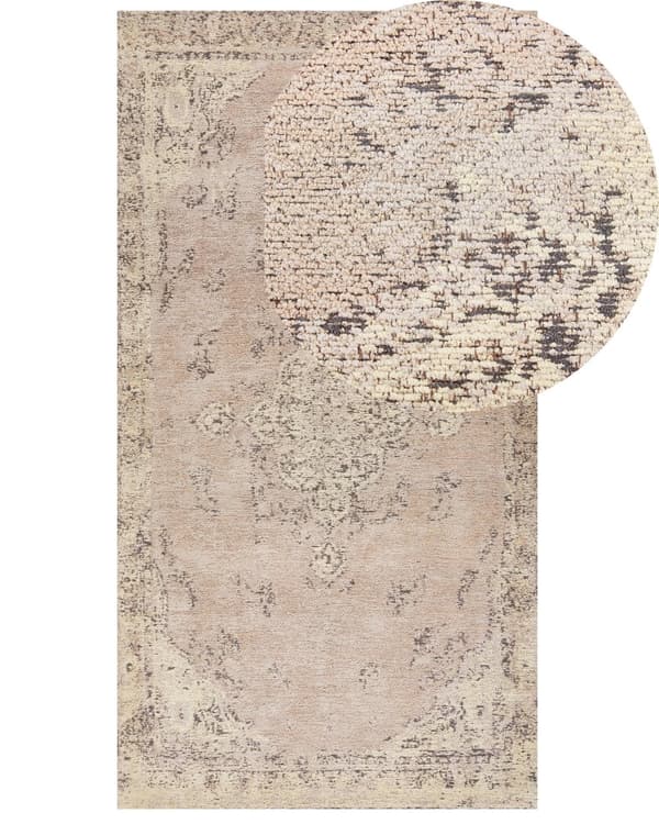 Matto beige puuvilla polyesteri 80 x 150 cm orientaalinen kuvio vintage-tyyli