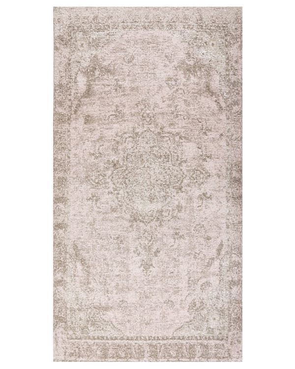 Matto vaaleanpunainen puuvilla polyesteri 80 x 150 cm orientaalinen kuvio vintage-tyyli