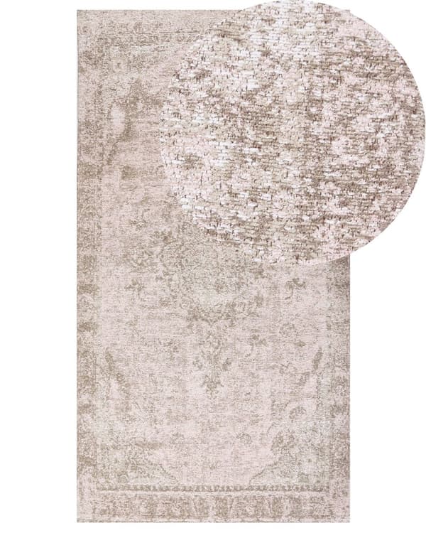 Matto vaaleanpunainen puuvilla polyesteri 80 x 150 cm orientaalinen kuvio vintage-tyyli