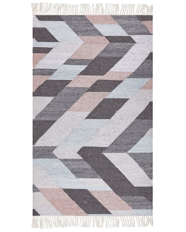 Matto monivärinen juutti 80 x 150 cm hapsuilla käsin kudottu boho-tyyli