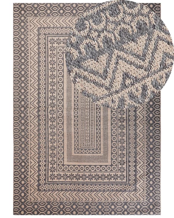 Område tæppe Beige og Grå Juteblanding 160 x 230 cm Moderne Geometrisk Mønster Blød Boligindretning