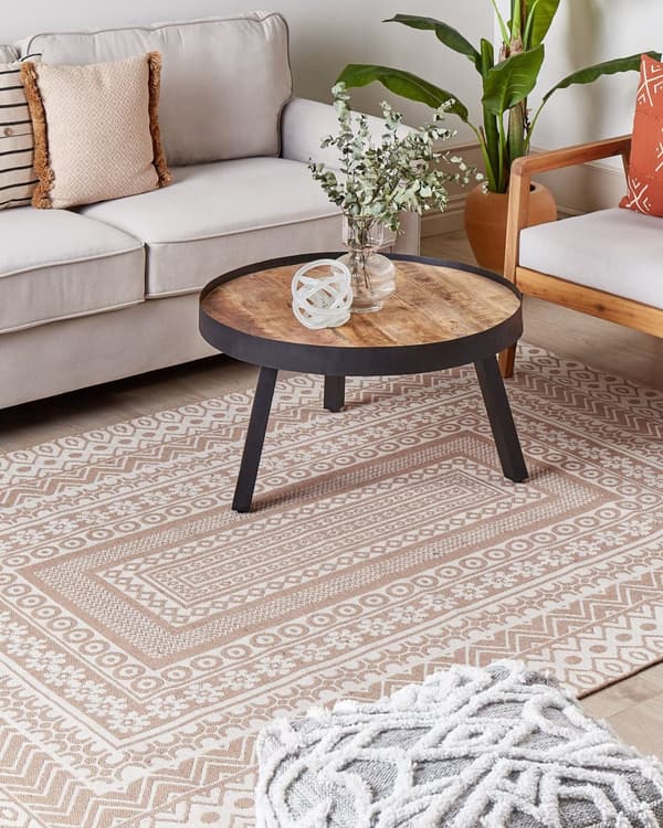 Områdetæppe Beige og hvid juteblanding 160 x 230 cm Moderne geometrisk mønster Blød boligindretning