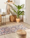 Miniatyrbillede 2 af 8: Løbetæppe blå og rød bomuld 80 x 300 cm rektangulært orientalsk mønster Boho stil gang