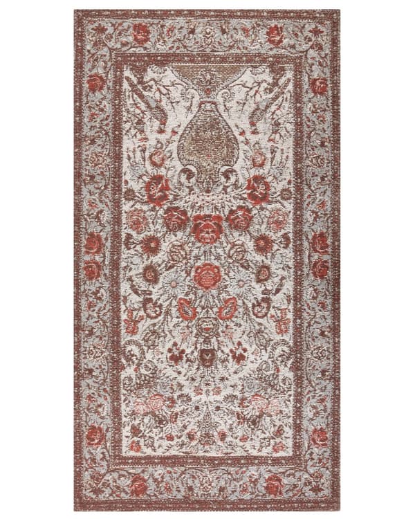 Områdetæppe Flerfarvet bomuldspolyester 80 x 150 cm Blomstermønster Traditionel vintage boligindretning
