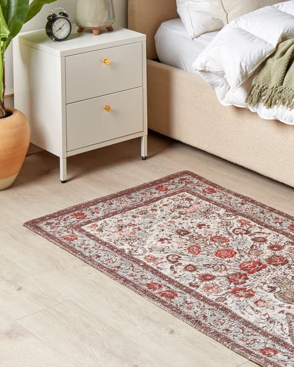 Områdetæppe Flerfarvet bomuldspolyester 80 x 150 cm Blomstermønster Traditionel vintage boligindretning