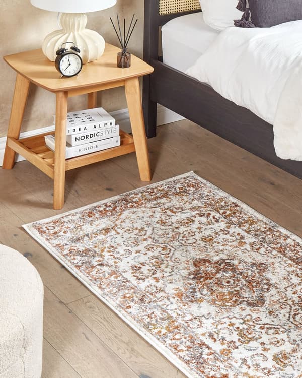 Matto beige/ruskea synteettinen materiaali 80 x 150 cm orientaalinen kuviointi perinteinen vintage-tyyli