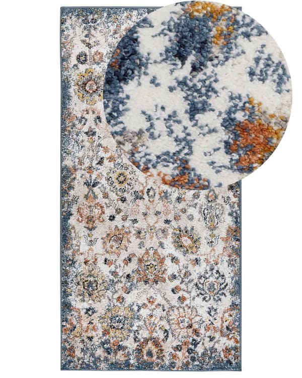 Matto monivärinen synteettinen materiaali 80 x 150 cm orientaalinen kuviointi perinteinen vintage-tyyli