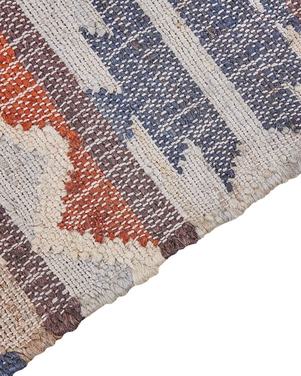 Matta Flerfärgad Jute 160 x 230 cm Geometriskt Mönster med Tofsar Handvävd Bohemisk Stil Vardagsrum Sovrum