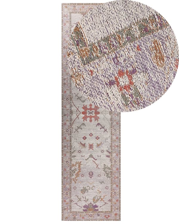 Løbetæppe Beige Bomuld 80 x 300 cm Gang Køkken Løber Langt Tæppe