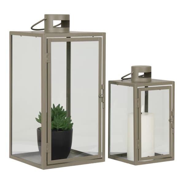 Corfu lampa lykta set med 2 grön.
