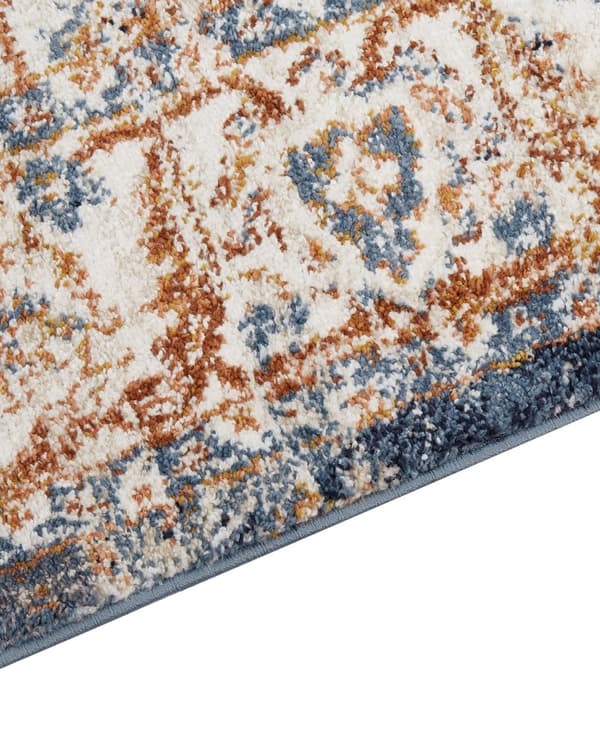 Matto beige/sininen polypropeeni polyesteri 80 x 150 cm orientaalinen kuvio vintage-tyyli