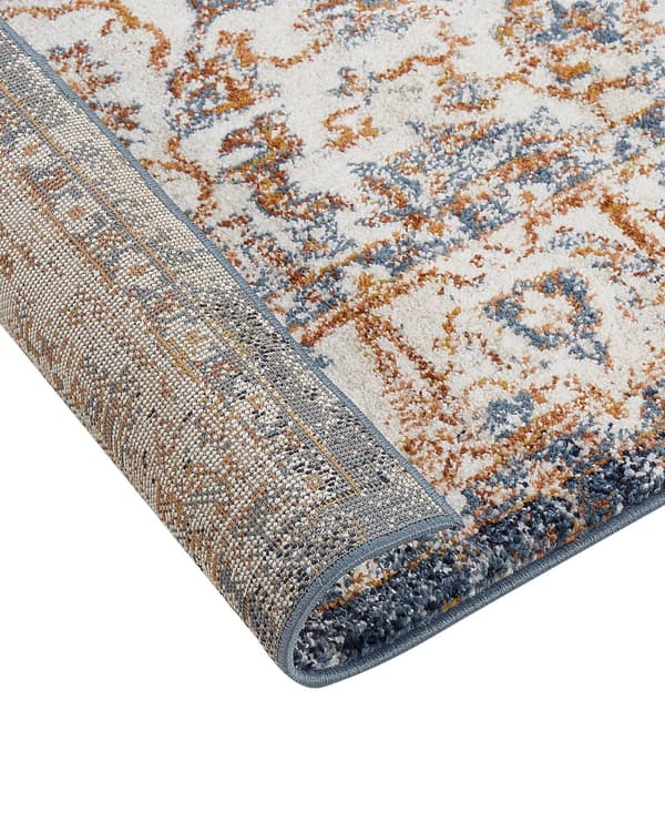 Matto beige/sininen polypropeeni polyesteri 80 x 150 cm orientaalinen kuvio vintage-tyyli