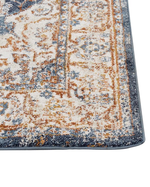 Matto beige/sininen polypropeeni polyesteri 80 x 150 cm orientaalinen kuvio vintage-tyyli