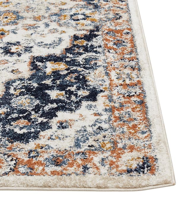 Matto beige/sininen monivärinen polypropeeni polyesteri 80 x 150 cm orientaalinen kuvio vintage-tyyli