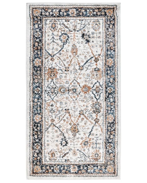Matto beige/sininen polypropeeni polyesteri 80 x 150 cm orientaalinen kuvio vintage-tyyli