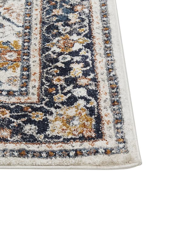 Matto beige/sininen polypropeeni polyesteri 80 x 150 cm orientaalinen kuvio vintage-tyyli