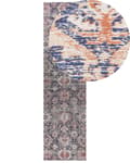 Miniatyrbild 1 av 8: Gångmatta Blå och Röd Bomull 80 x 300 cm Rektangulär Orientaliskt Mönster Bohemisk Stil Hall