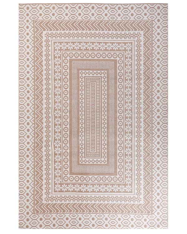 Matta Beige och Vit Juteblandning 200 x 300 cm Modern Geometriskt Mönster Mjuk Heminredning