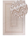 Miniatyrbild 1 av 7: Matta Beige och Vit Juteblandning 200 x 300 cm Modern Geometriskt Mönster Mjuk Heminredning